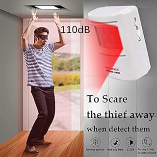 Dog Barking Alarm Motion Detector,Pir Wireless Human Body Walking Sensor Doorbell Door Security Alert System Device for Home or Office Burglar Deterrent (1Sensor + 2Receivers, White)