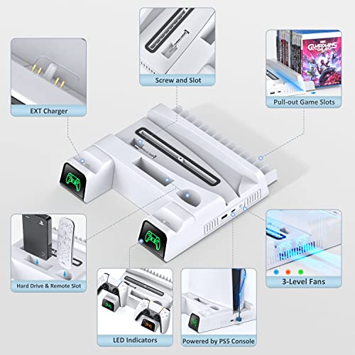 Oivo Ps5 Stand With Silent Cooling Fan, Ps5 Cooling Station With Upgraded 3 Speeds, Pull-Out Game Slots, Ps5 Controller Charger, Ps5 Charging Station, Ps5 Accessories Stand For Playstation 5 Console #TOP4