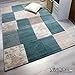 Produktbild VIMODA Modern Edler Designer Teppich, Kariert und Meliert in Türkis Beige Creme, Sehr Dicht Gewebt - ÖKO Tex Zertifiziert, Maße:160 cm x 230 cm