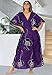 LA LEELA Women's Kaftan Long Boho Loose Dress 2X-3X Violet Hibiscus