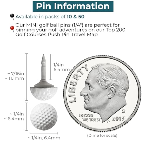 Image of Golf Ball Push Pins for Cork Boards and Maps, Designed in The USA, Golf Ball Pins, Set of 10