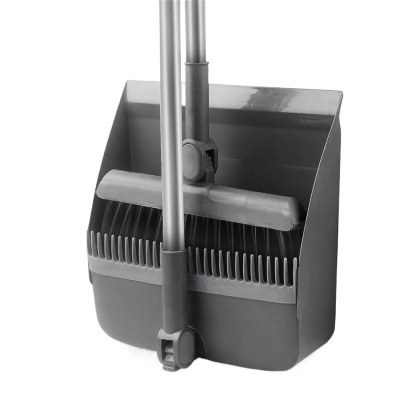Broom and Dustpan Set Broom and Dustpan Set Adjustable Handle Upright Standing Long Handled with Combo Cleaning for Home and Office(Grey)