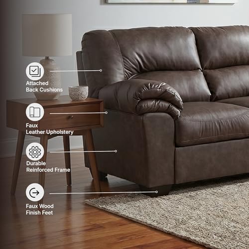 Image of Signature Design by Ashley Faux Leather Living Room Sofa, Umber