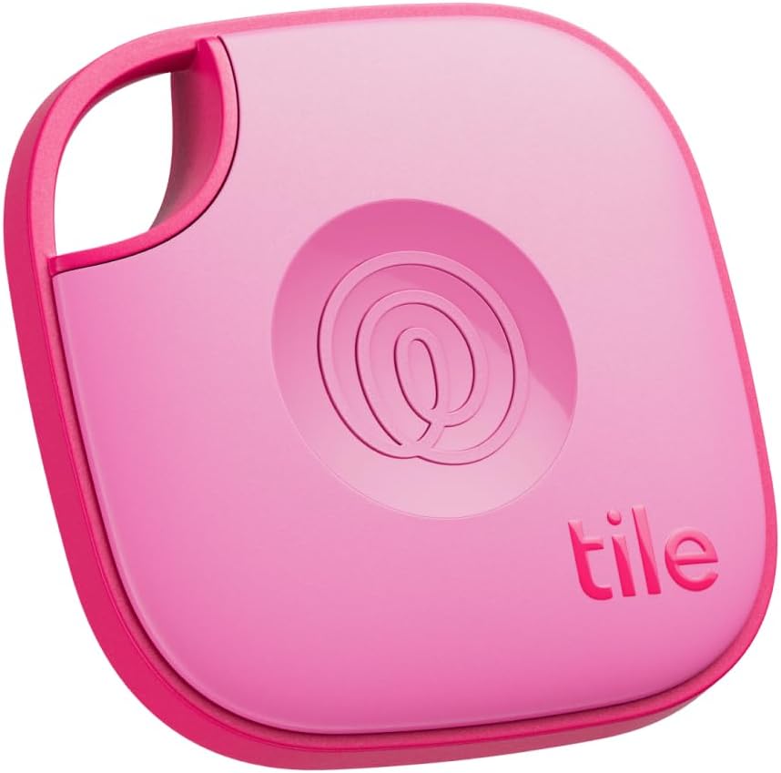 Life360 Tile - Bluetooth Tracker, Keys Finder and Item Locator for Keys, Bags and More. Phone Finder. Both iOS and Android Compatible. 1-Pack (Pink Punch)