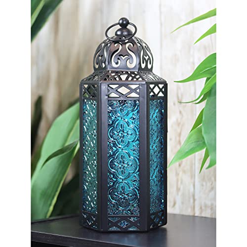 Lanterne Bougie Marocaine bougeoir Décorative, Bleu