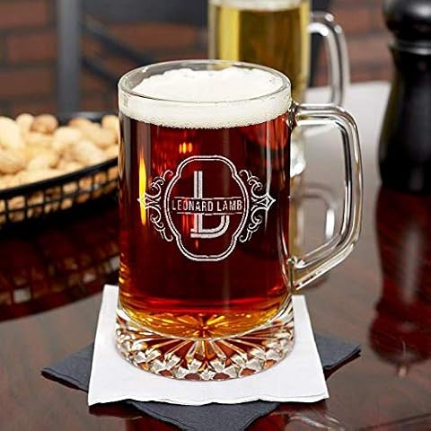 Center Gifts Personalized Beer Mug with Initial and Name - Perfect Addition for Home Bar - Traditional Handmade Craftsmanship Custom Beer Mug with Handle (23 Oz) Cover