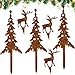 LPAMABA 6er Set Rost Tannenbaum mit Gartenstecker - Hirsch Deko Weihnachtsbaum Lilienburg Rentier Weihnachtsdeko Elch und Tanne zum Stecken aus Edelrost Baumstecker Roststecker Gartendeko