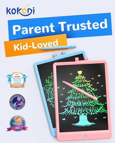 Lcd Schreibtafel Kinder für Spielzeug ab 3 jahre, KOKODI 10 Zoll Heller Bunten Maltafel Zaubertafel für 3 4 5 6 7 8 Jahre, Spielzeuggeschenke Valentinstag Geburtstag Geschenk alt Mädchen Jungen, Rosa