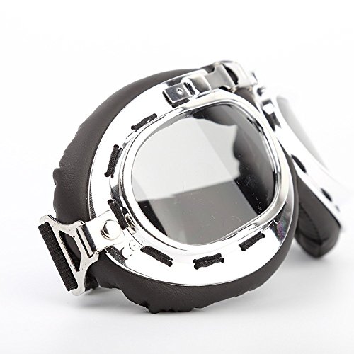 Motorcycle Goggles Vintage Pilot Style Cruiser Scooter Goggle Outdoor Sand Goggles Bike Racer Cruiser Touring Eyewear For Half Helmet (Transparent) #TOP1
