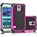 Galaxy S5 Case, Tekcoo(TM) [Tmajor Series] [Hot Pink/Black] Shock Absorbing Hybrid Rubber Plastic Impact Defender Rugged Slim Hard Case Cover Shell For Samsung Galaxy S5 S V I9600 GS5 All Carriers