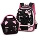 Efree Cute Cat Face Bow Diamond Bling Waterproof Pink School Backpack Girls Book Bag (Large, Black Set)