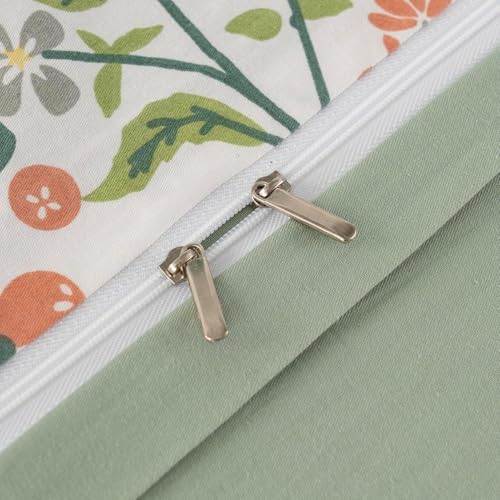 Image of VM VOUGEMARKET Twin Duvet Cover Set 3 Pieces Sage Green Botanical Flower Duvet Cover with 2 Pillowcases Cottagecore Bedding Set 100% Cotton White Green Comforter Cover Without Filling