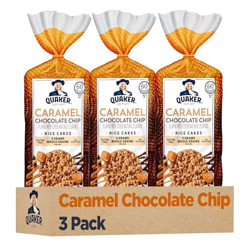 Quaker Large Rice Cakes, Caramel Chocolate Chip, 7.4 oz Bags, (3 Pack), Gluten Free, Whole Grain, No Artificial Flavors - image 1