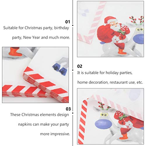 STOBOK 80 Folhas de Natal Guardanapos de Papel Descartáveis â€‹â€‹De Férias Toalhas de Hóspedes Guar