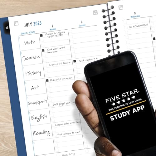 Image of Five Star Planner 2025-2026 Academic, Weekly & Monthly Advance Student Planner + Study App, 5-1 /2 inch x 8-1 /2 inch, Small, Pacific Blue (CAW45920)