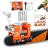 Chainsaw Sharpener Jig with 5 Tungsten Bits, Universal Chainsaw Sharpening Tool Kit, Portable Hand Cranked Chain Saws Blade Sharpener Tool Accessories for 4'-22' Chain