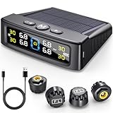 GEARGO RV Tire Pressure Monitoring System - TPMS Tire Pressure Monitor System(0-99 PSI) with Solar Charger, RV TPMS with 4 sensors & 6 Alarm Modes, LCD Display(4 sensors)