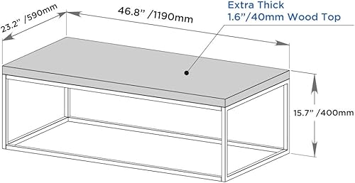 Miniatura 3 de CENSI Juego de 2 mesas de café modernas de nogal de 47 pulgadas para sala de estar