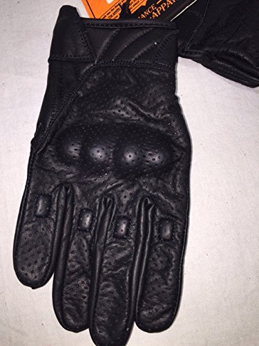 Men's Motorcycle Butter Soft Perforated Cruiser Leather Gloves W/Gel Palm Soft (L) #TOP1