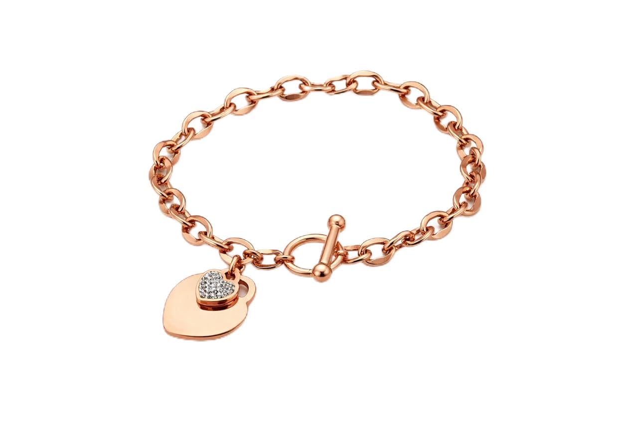 TheZoha Heart-Themed Chain Bracelet for Women Rose Gold Stainless Steel Anti-Tarnish Jewellery Elegant Minimal Heart Desig... - Review, Price and Buying Guide