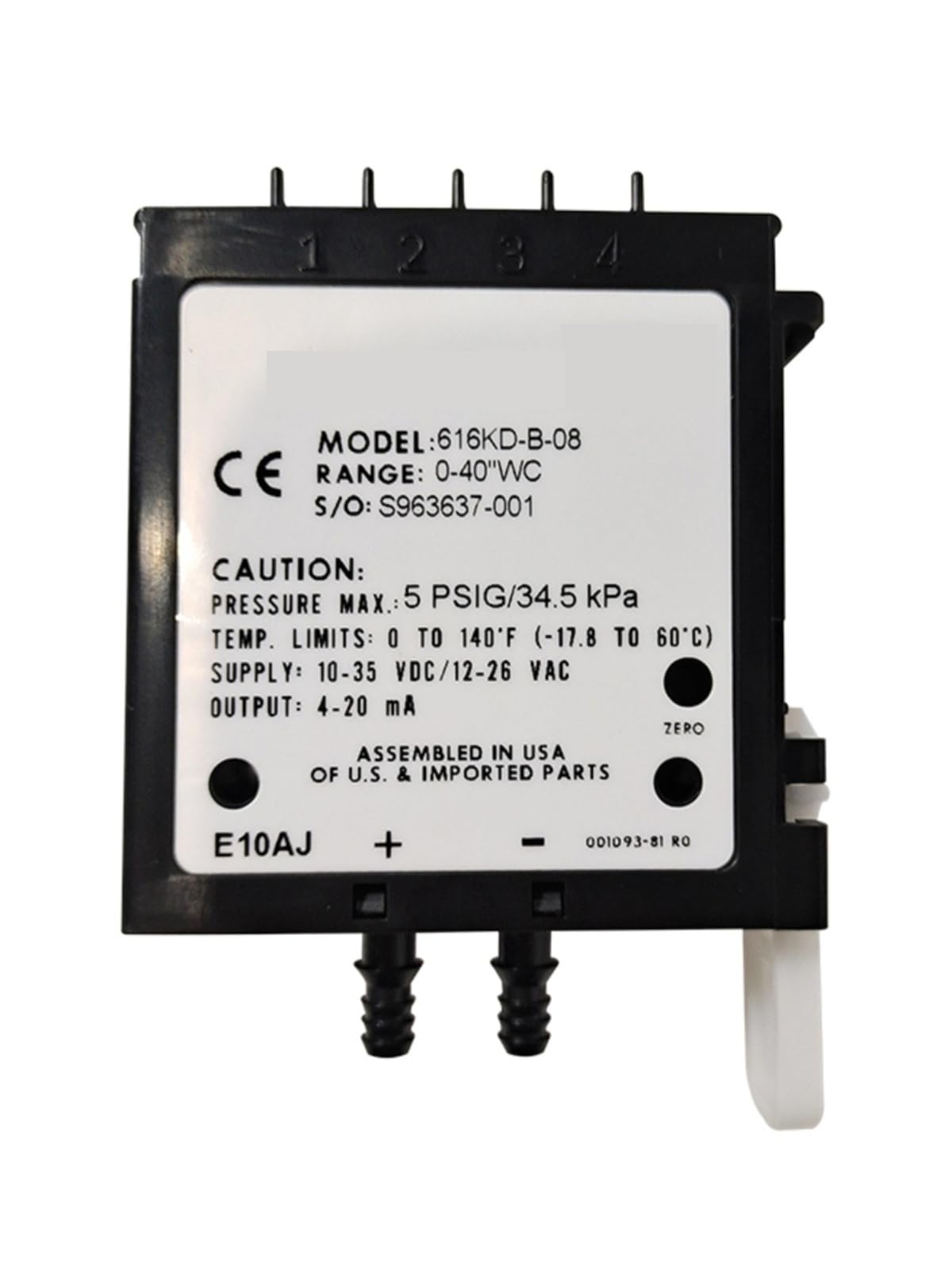 BIRAN Trasmettitore di pressione differenziale 616KD-B-08 0-40 "WC 4-20MA Precisione +/-1,0% FS