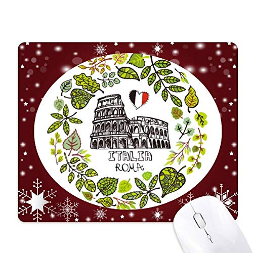 Tapis de souris Colisée de Rome en hiver avec illustration de flocons de neige