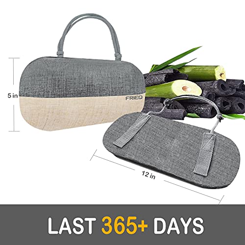 Frieq Car Air Freshener, 100% Activated Bamboo Charcoal Air Purifying Bag | Lasts 365+ Days | Fragrance-Free Deodorizer - Absorb Smoke Smell And Bad Odors #TOP3