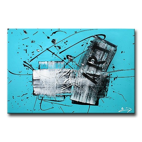 Gemälde, handgemalt ABSTRAKTION No.7 hellblau / weiss, Gemälde abstrakte Kunst Wandbilder Bild auf Leinwand Cover