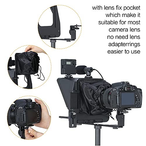 Image of Andoer A10 Portable Smartphone DSLR Camera Teleprompter Prompter with Phone Holder Remote Control for Video Recording Live Streaming Interview Stage Presentation Speech