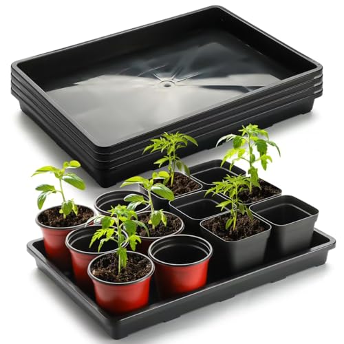 RooTrimmer 5 Pack Nursery Potting Tray, Carrying and Holding Plant Tray for Seeds Starting Pot, Collecting Drainage Water(Black)