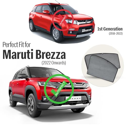 Image of Autofact Car Sunshades for Maruti Brezza (2022 to 2025), UV Protection, Useful Car Accessories, Custom fit Sun Shades for Side Windows, Set of 6