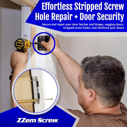 ZZem Screw 4-pk - #9x3-Permanent Door Hinge Repair Kit - Easy Stripped Screw Hole Repair - Reinforce Door Hinges, Strike Plates and Door Jamb Repair - Repair Stripped Hinge Screws in Minutes!