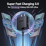 60W USB C Fast Charging Block Type C Wall Plug Charging Brick Super Fast Charging 3.0 for Samsung Galaxy S26 Ultra/S26/S26+/S25 Ultra/S25/S25+/S24 Ultra/S24/S24+/S23,Note 10/Note 10+/Note