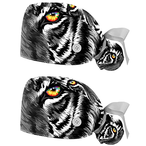 Casquettes de travail respirantes JDEZ anti-transpiration à motif tigre, lot de 2
