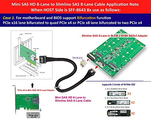 Micro SATA Cables|Mini SAS HD 8-Lane to Slimline SAS 8-Lane Cable