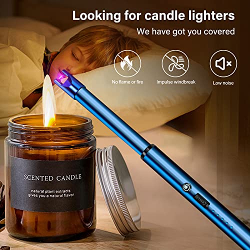 Image of Candle Lighter Long Neck Windproof Electric Arc Lighter for Gas Stove Fireplace BBQ Kitchen Grills(Blue)