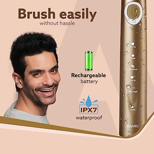 AGARO COSMIC PLUS MAX Sonic Electric tooth brush for adults with 5 modes,7 brush heads,1 interdental head,Carry Case and rechargeable with 4 hours... - Image 6