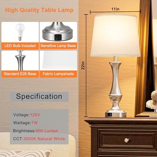 Seealle LAMP 0407123 Touch Lamps For Bedrooms Set Of 2 - Nightstand Table Lamp thumb #6