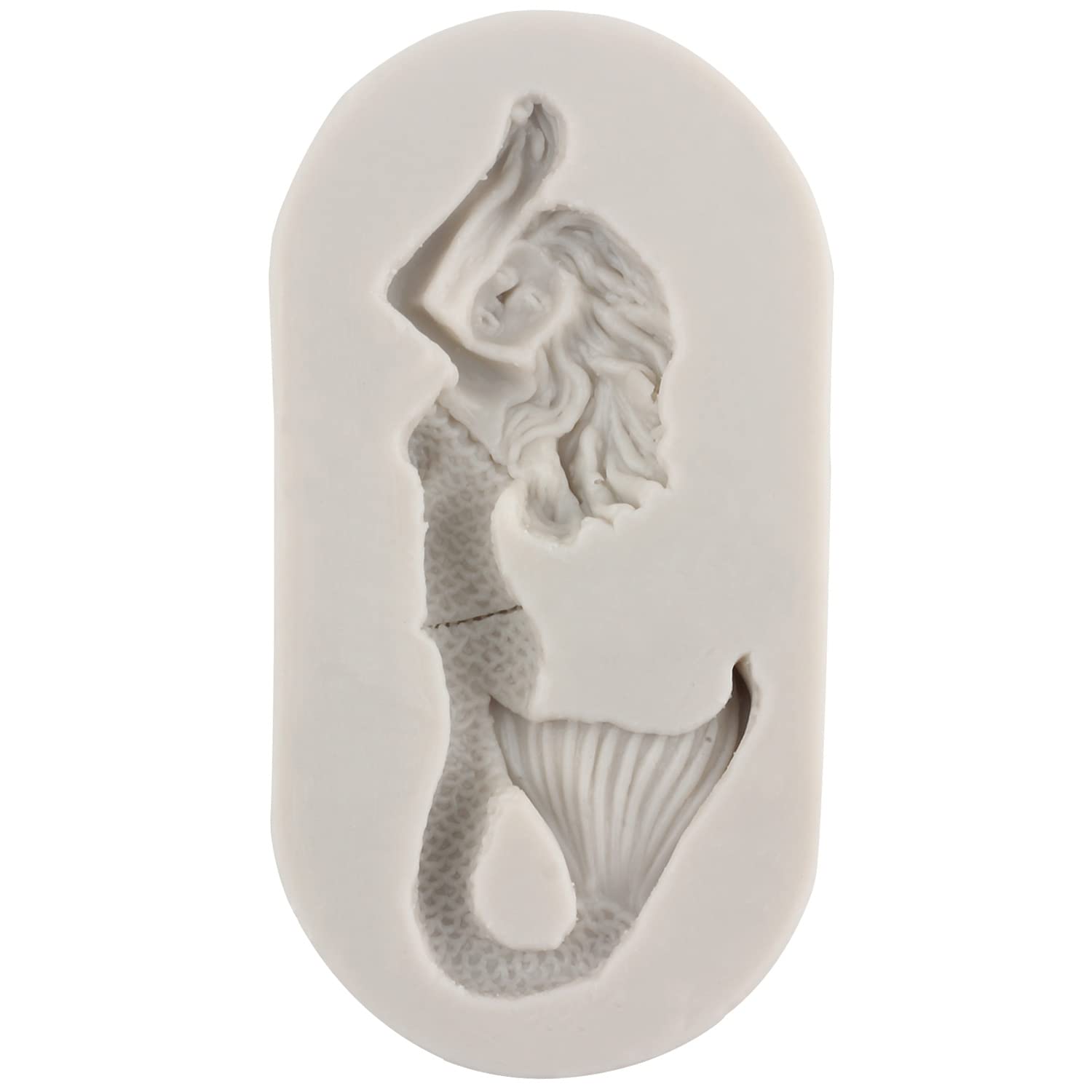 Mujiang Lot de 4 moules en silicone en forme de queue de sirène pour décoration de gâteaux, cupcakes, bonbons, argile polymère