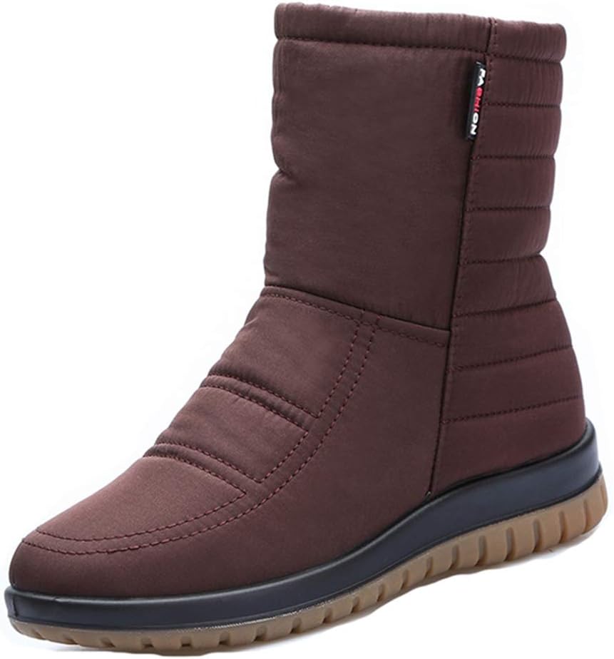 MIOKE Women's Winter Waterproof Rain Snow Ankle Booties Warm Fur Zipper Anti-slip Outdoor Snow Short Boots