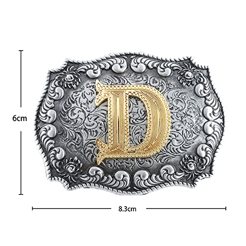 Image of HUABOLA CALYN Belt Buckle Men, Western Cowboy Rodeo Small Alphabet Letter ABCDMRJ to Z Initial Belt Buckles for Women