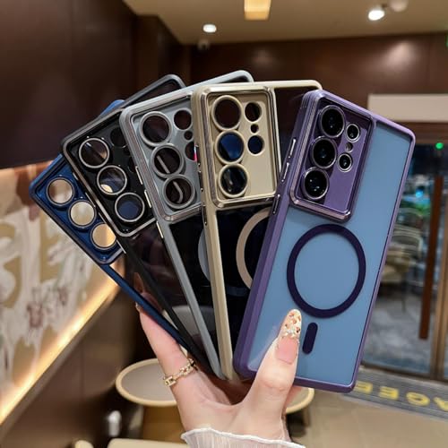 Image of VONZEE PC,TPU Magnetic for Samsung S25 Ultra 5g Case,Upgraded Full Camera Protection,Compatible with Magsafe,Drop Protection,Clear Transparent Back Bumper for Samsung S25 Ultra 5G(Black)