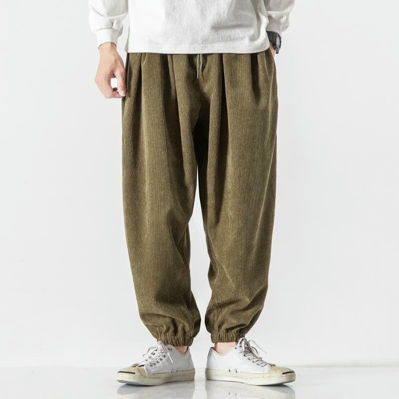 Pantalon lanterne en velours côtelé ample pour homme - 7