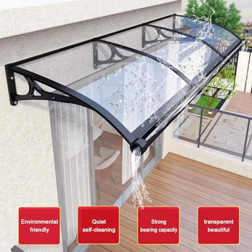 Auvent de porte en aluminium 60 cm abri de pluie pour balcon