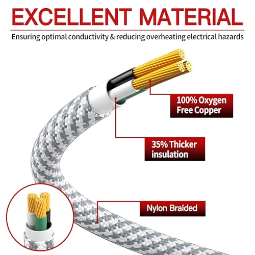 Image of 16 /3 Flat Plug Braided Extension Cord 20 FT, Indoor 3 Prong Grounded Low Profile Extension Wire Flexible, Suitable for Home and Office, 13 Amp 1625 Watt 125VAC 16AWG, ETL Listed