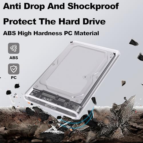 Caja externa para disco duro SATA 2.5" USB 3.0 transparente miniatura 5