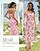 BeryLove Women Formal Wedding Guest Cocktail Summer Mesh Dress Spaghetti Strap Midi Evening Gown Prom Party Dress WY002 Print Pink XS
