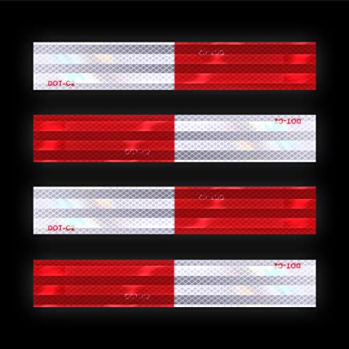 Starrey Dot-C2 Reflective Tape 2 In X 30 Ft Red White Waterproof Outdoor Selfadhesive Trailer Tape Safety Caution Reflector Conspuicy #TOP4