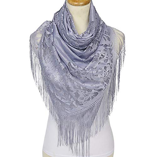 Fungorgt Women's Lightweight Feminine Lace Teardrop Fringe Lace Scarf Vintage Scarf Mesh Crochet Tassel Cotton Scarf For Women #TOP4