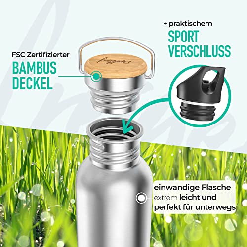 freigeist Trinkflasche Edelstahl einwandig mit Gratis Sportverschluss - Trinkflasche 1l | 750 | 500 | 350 ml - Edelstahl… - Image 4